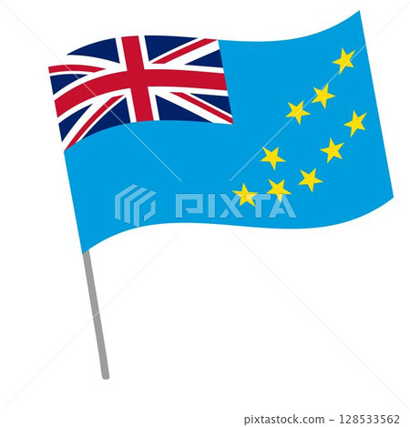 Tuvalu national flag flutters with flagpole Tuvalu national flag flutters with flagpole 128533562