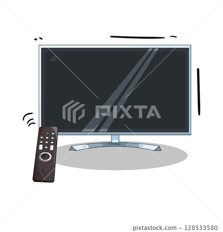 illustration of tv and remote illustration of tv and remote 128533580