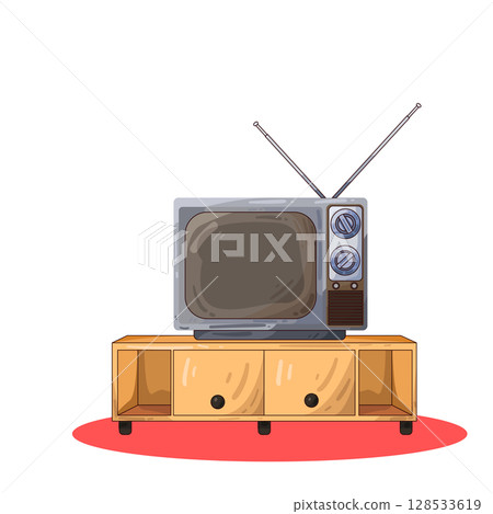 illustration of television on tv stand illustration of television on tv stand 128533619