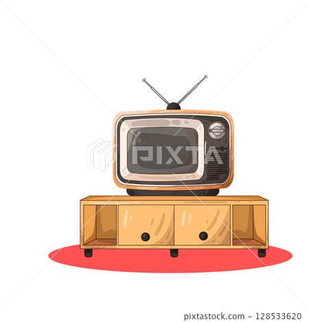 illustration of television on tv stand illustration of television on tv stand 128533620