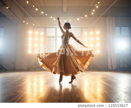 Ballroom dance studio practice 128533627