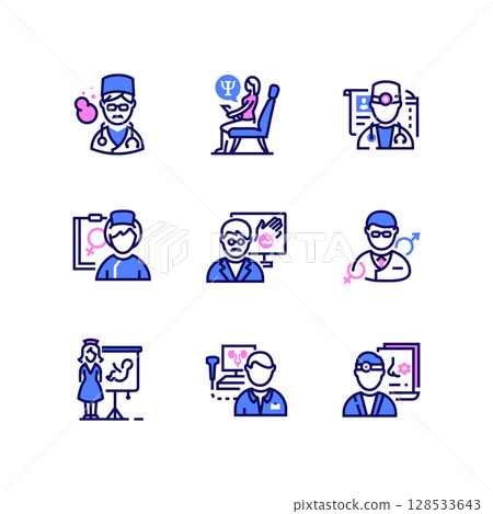 Medical professions - line design style icons set 128533643