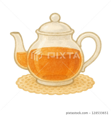 [茶時間] 玻璃茶壺插畫/茶墊 128533651