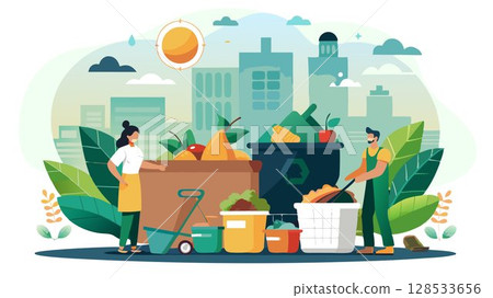 Composting diverts organic waste from landfills, reducing greenhouse gas emissions and promoting sustainability. Composting diverts organic waste from landfills, reducing greenhouse gas emissions and promoting sustainability. 128533656