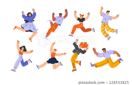 Dynamic and Joyful Expressions Showcased Through Movement and Dance in Various Forms 128533825