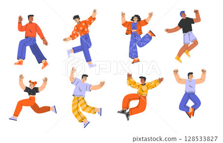 Dynamic Dance Illustrations Featuring a Variety of Characters in Vibrant, Vivid Colors 128533827
