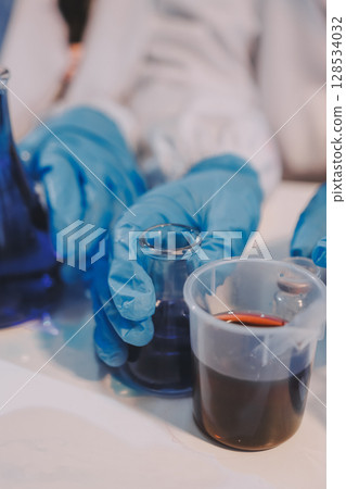 Modern Empty Science Laboratory With Microscopes, Test Tubes And Other Laboratory Equipments Modern Empty Science Laboratory With Microscopes, Test Tubes And Other Laboratory Equipments 128534032
