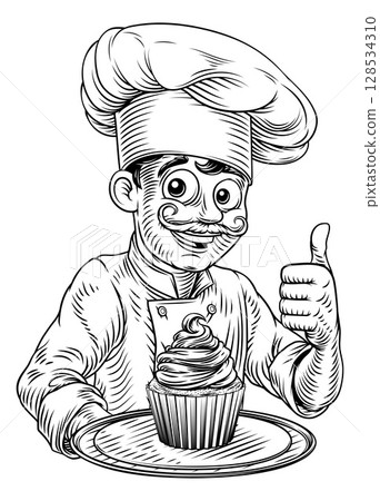 Pastry Chef Cupcake Cake Baker Bakery Illustration Pastry Chef Cupcake Cake Baker Bakery Illustration 128534310