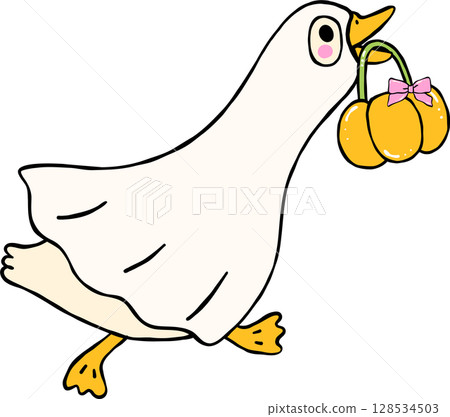 Cute Halloween Silly Goose doodle spooky running ghost sheet goose hand drawn, trick or treat Cute Halloween Silly Goose doodle spooky running ghost sheet goose hand drawn, trick or treat 128534503