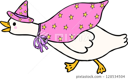 Halloween Silly Goose doodle cute spooky anxiety witch hand drawn 128534504