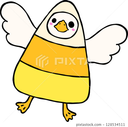 Cute Halloween Silly Goose doodle spooky candy goose hand drawn 128534511