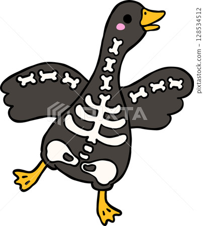 Cute Halloween Silly Goose doodle spooky skeleton bone goose hand drawn Cute Halloween Silly Goose doodle spooky skeleton bone goose hand drawn 128534512