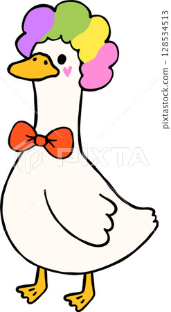 Cute Halloween Silly Goose doodle spooky clown goose hand drawn 128534513