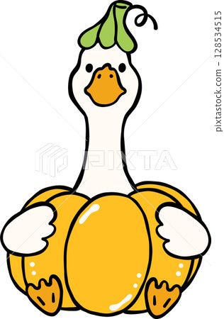 Cute Halloween Silly Goose doodle spooky pumpkin goose hand drawn, trick or treat Cute Halloween Silly Goose doodle spooky pumpkin goose hand drawn, trick or treat 128534515