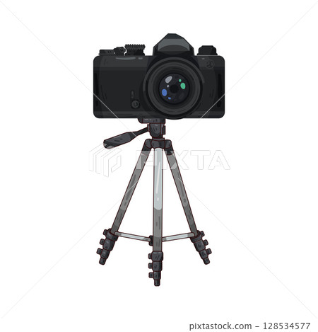 illustration of camera on tripod 128534577