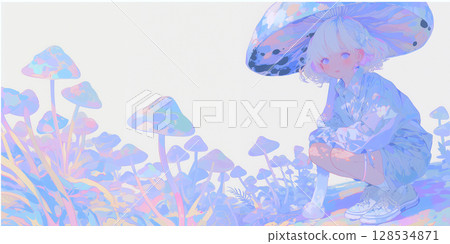 Girl picking mushrooms 128534871