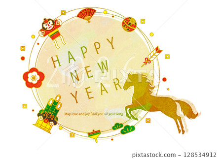 馬年新年賀卡設計，時尚 128534912
