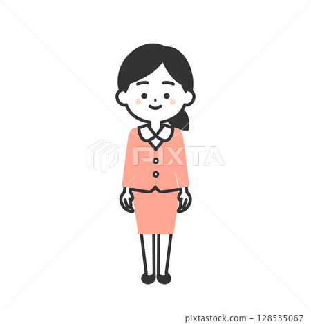 Illustration of a three-headed woman in a suit 128535067