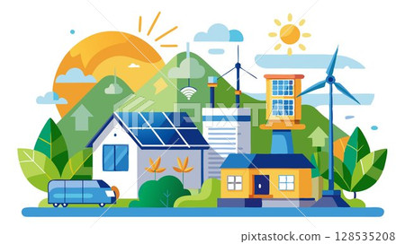 The image showcases the seamless integration of renewable energy into modern living. 128535208