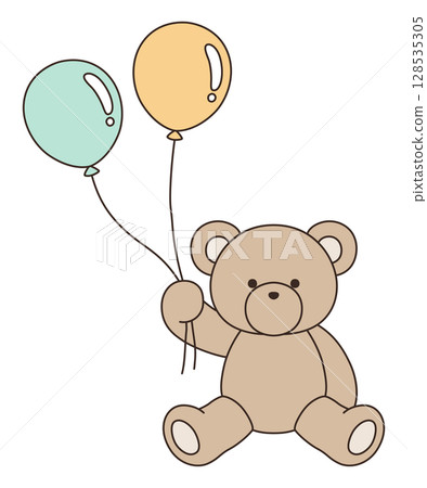 Vector illustration of a cute teddy bear. Bear, icon, balloon, teddy bear 128535305