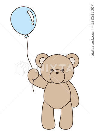 一隻可愛泰迪熊的向量插圖。熊，圖標，氣球，泰迪熊 128535307