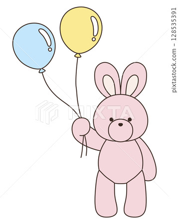 Vector illustration of a cute stuffed rabbit. Rabbit, icon, balloon Vector illustration of a cute stuffed rabbit. Rabbit, icon, balloon 128535391