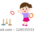 一個女孩在玩套圈遊戲的插圖 128535533