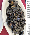 Squid ink spaghetti 128535607