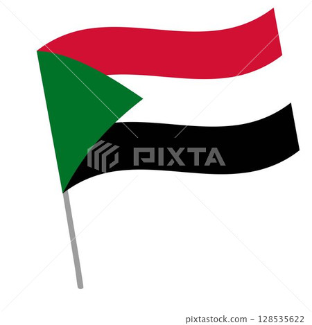 Sudan national flag flutters with flagpole 128535622
