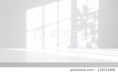 Empty white room interior with window, clean architectural design for home or office 128535906