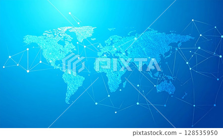Blue digital world map illustration for global internet business and communication Blue digital world map illustration for global internet business and communication 128535950