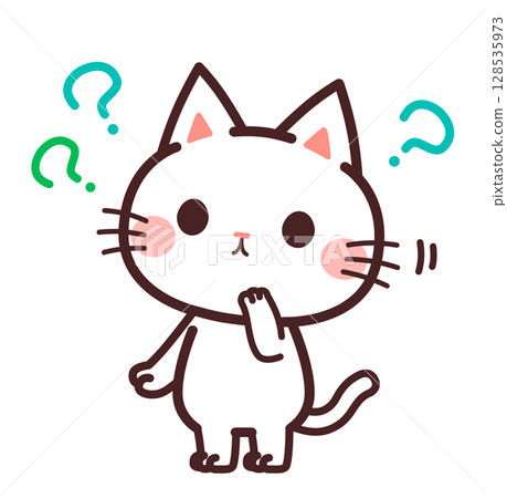 Cute cat character Question? Illustration material 128535973
