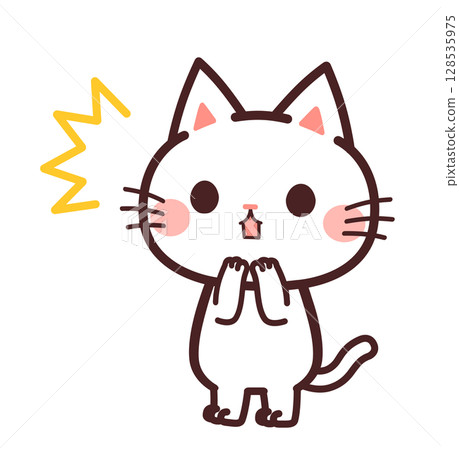 Surprised cat cute character illustration 128535975
