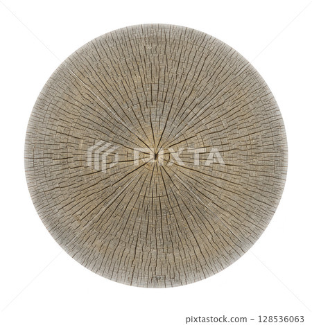 Cross section of tree trunk reveals intricate growth rings and natural textures, showcasing passage of time and beauty of nature. circular pattern is mesmerizing 128536063