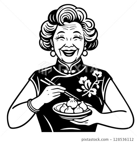 Grandma eating snack 128536112