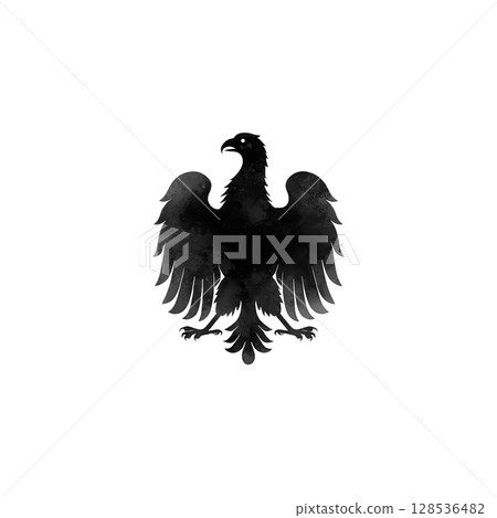 This features black silhouette of eagle with outstretched wings, symbolizing strength and freedom. design is simple yet powerful, set against transparent background.eagle silhouette 128536482