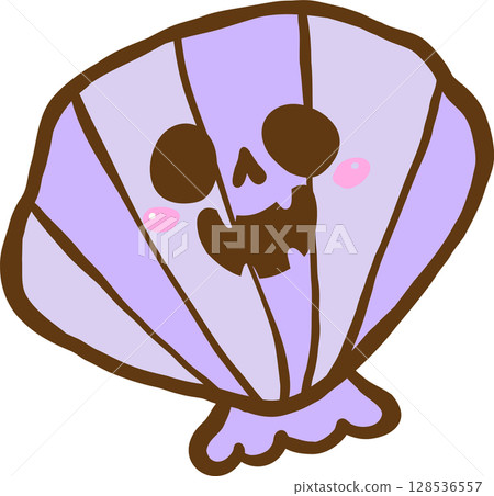 Cute Spooky Seashell Summerween Halloween Summer cartoon hand drawn Cute Spooky Seashell Summerween Halloween Summer cartoon hand drawn 128536557
