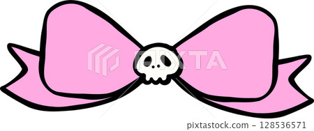 Cute Spooky Halloween bow pink cartoon hand drawn doodle Cute Spooky Halloween bow pink cartoon hand drawn doodle 128536571