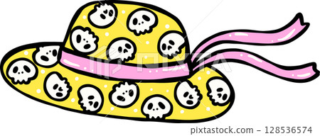 Cute Spooky Summerween hat Halloween Summer cartoon hand drawn doodle Cute Spooky Summerween hat Halloween Summer cartoon hand drawn doodle 128536574