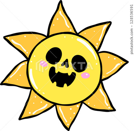 Cute Spooky Sun Summerween Halloween Summer cartoon hand drawn doodle Cute Spooky Sun Summerween Halloween Summer cartoon hand drawn doodle 128536591