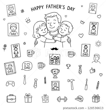 Father's Day Vector Illustration with Happy Family Father's Day Vector Illustration with Happy Family 128536613