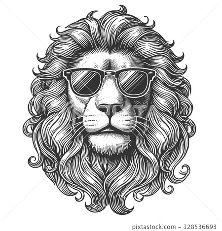 Cool Lion Wearing Sunglasses vector illustration Cool Lion Wearing Sunglasses vector illustration 128536693