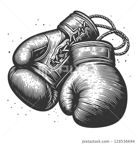 Boxing Gloves engraving sketch raster illustration Boxing Gloves engraving sketch raster illustration 128536694