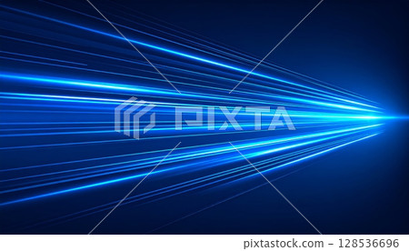 Abstract blue background with dynamic lines and a modern digital pattern, perfect for technology and motion-themed designs 128536696