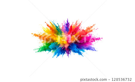 Abstract watercolor creates a bright and artistic background with colorful paint stains and grunge textures 128536732