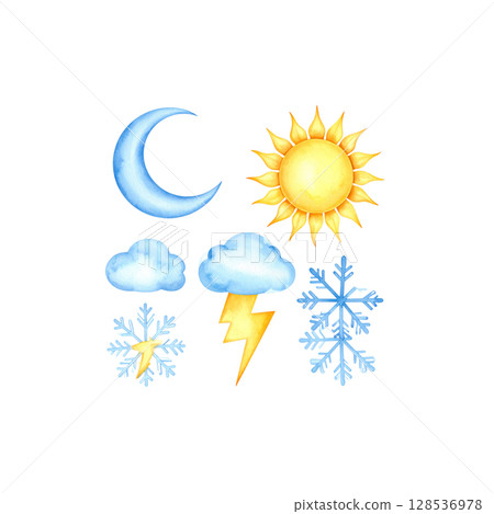 Bright sun with clouds in clear sky isolated on white background Bright sun with clouds in clear sky isolated on white background 128536978