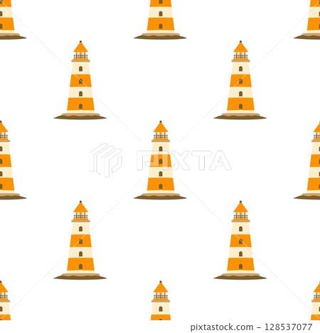 cartoon lighthouse seamless pattern cartoon lighthouse seamless pattern 128537077