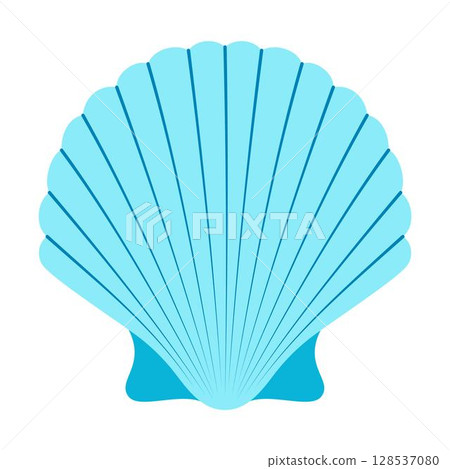 cartoon scallop shell, flat style 128537080
