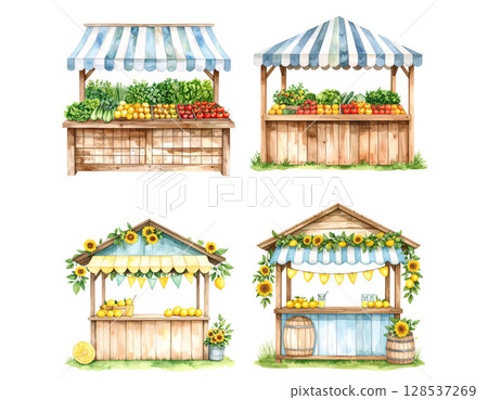 Colorful miniature shop isolated on white background 128537269