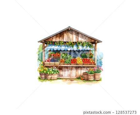 Colorful miniature shop isolated on white background 128537273